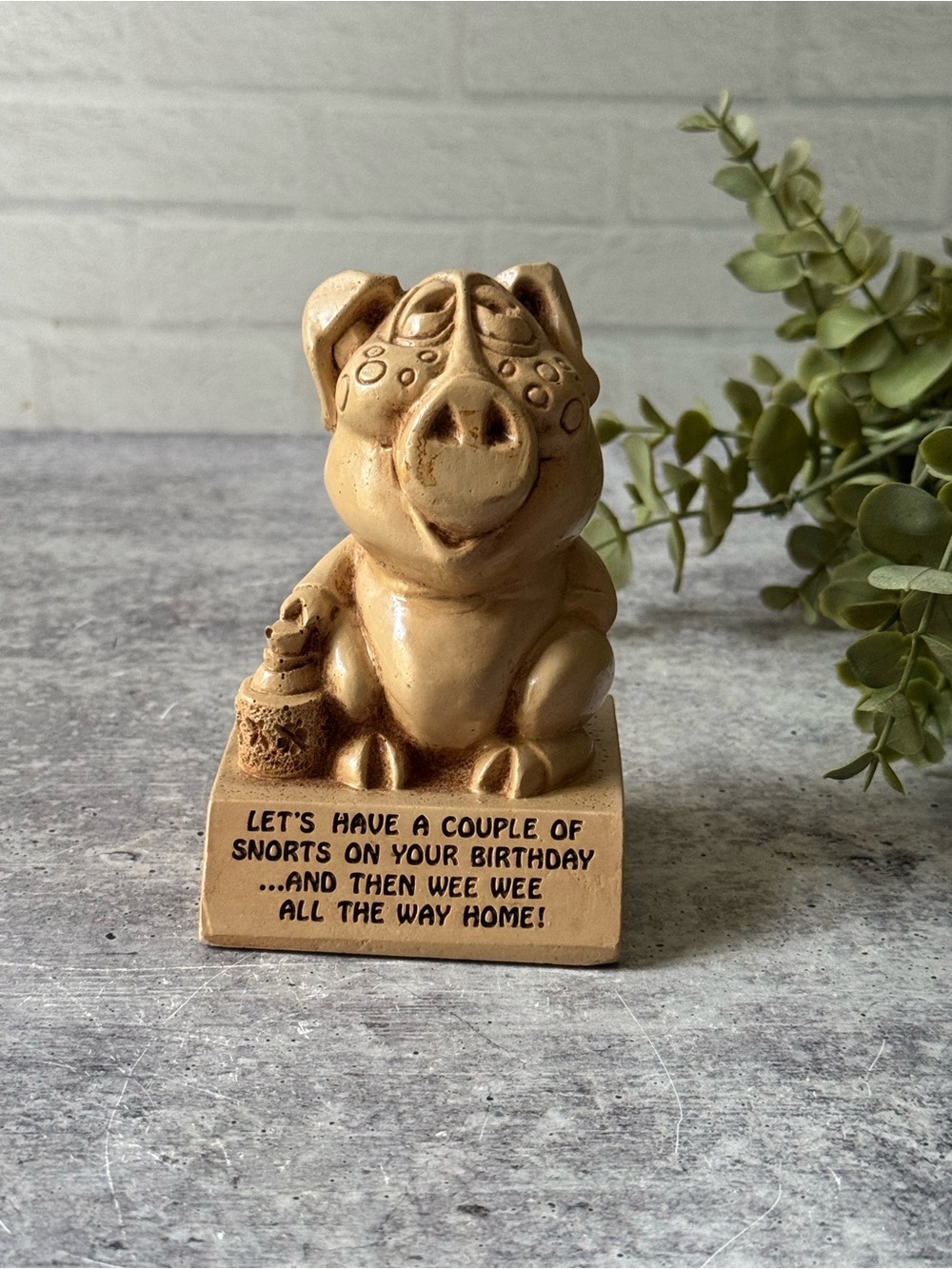 VINTAGE Paula 1971 Sillisculpts Funny Pig Statue Figure Desk 70s